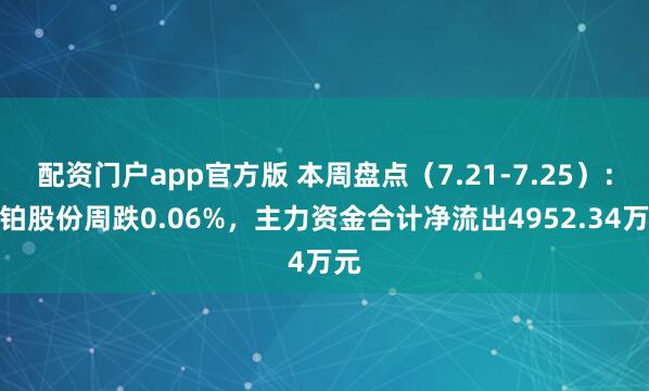 配资门户app官方版 本周盘点（7.21-7.25）：鑫铂股份周跌0.06%，主力资金合计净流出4952.34万元
